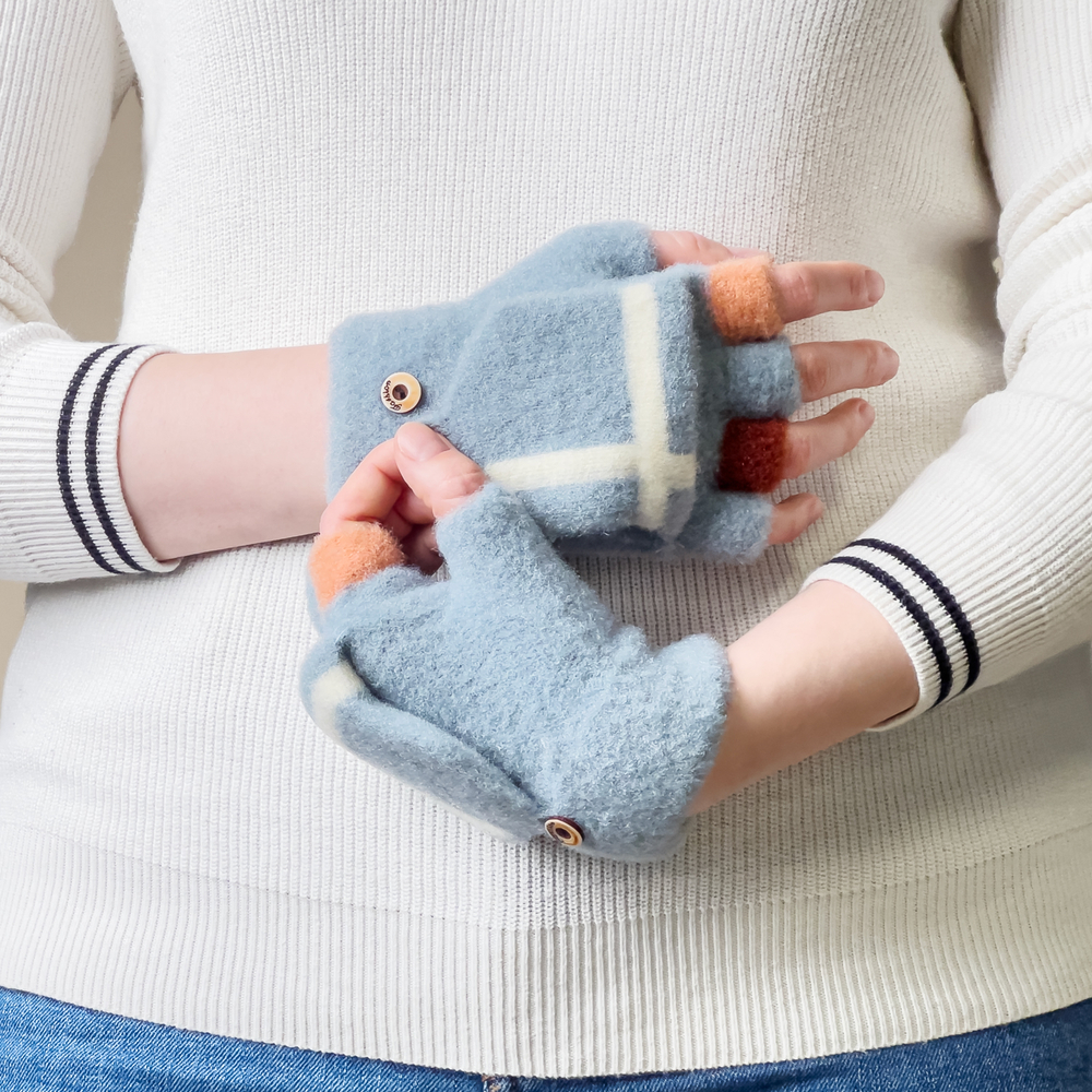 Women's/children's winter telephone gloves - blue