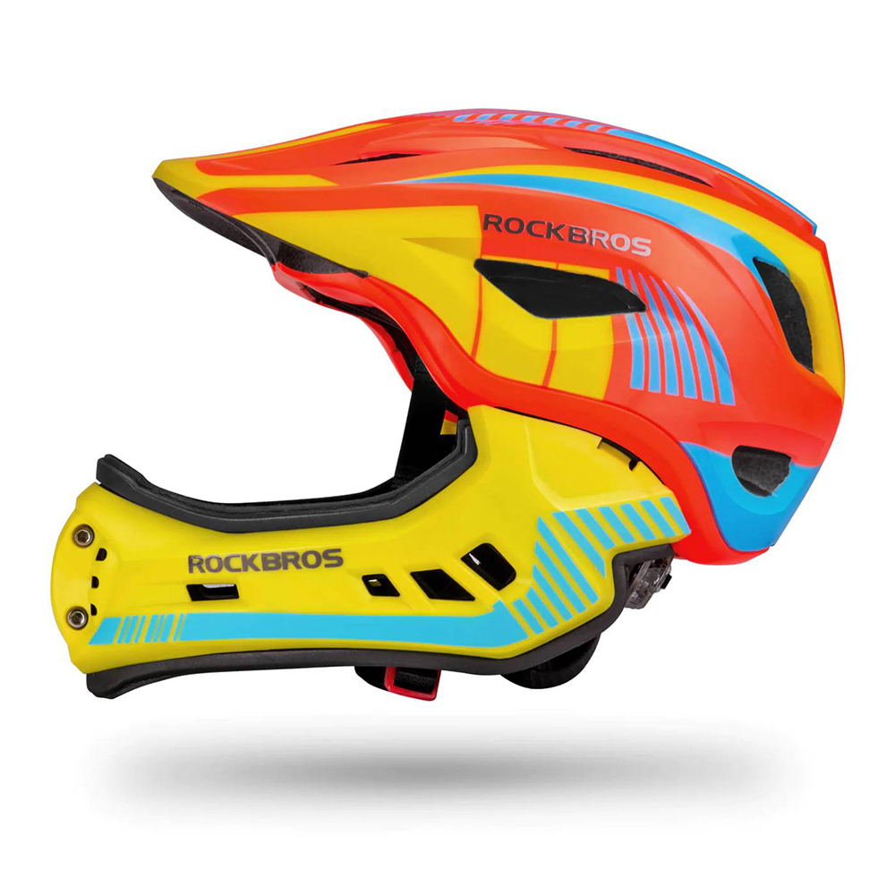 Rockbros TT-32SOYB-S Children&amp;amp;#39;s Bike Helmet with Detachable Chin Size S - Yellow-Orange