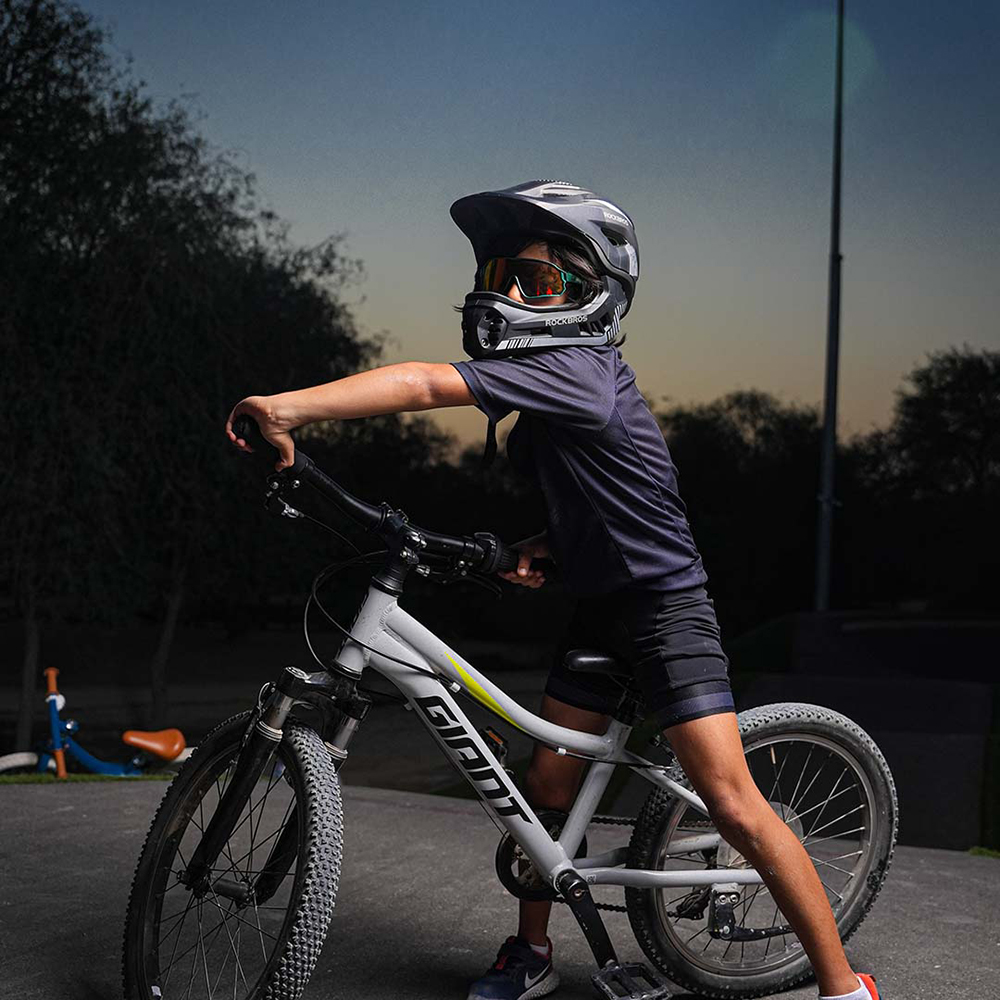 Rockbros TT-32SBTG-S Children&amp;amp;#39;s Bike Helmet with Detachable Chin Size S - Gray
