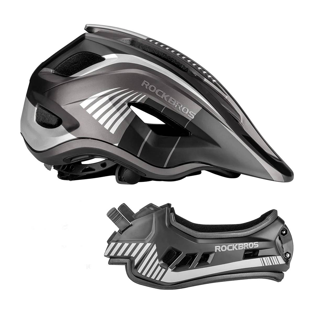 Rockbros TT-32SBTG-S Children&amp;amp;#39;s Bike Helmet with Detachable Chin Size S - Gray