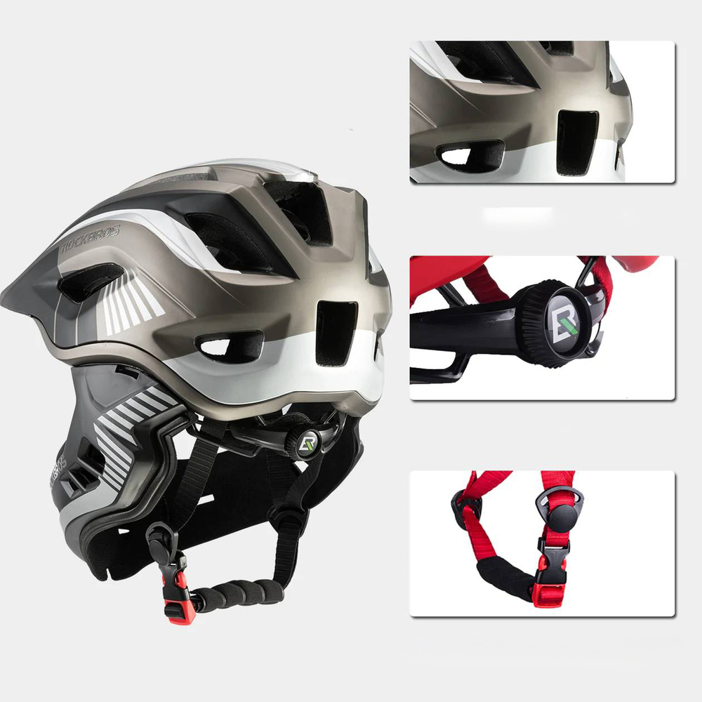 Rockbros TT-32SBTG-S Children&amp;amp;#39;s Bike Helmet with Detachable Chin Size S - Gray