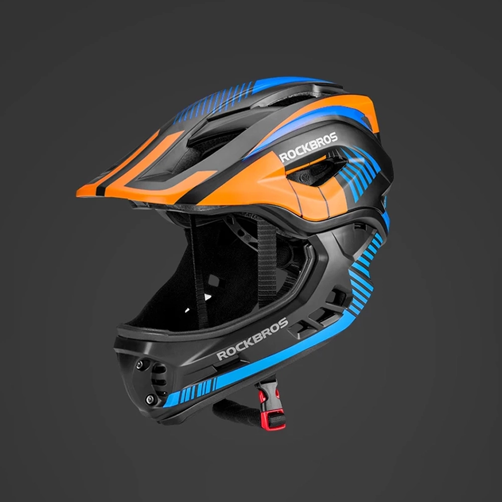 Rockbros TT-32SOBL-S Children&amp;amp;#39;s Bike Helmet with Detachable Chin Size S - Black and Orange