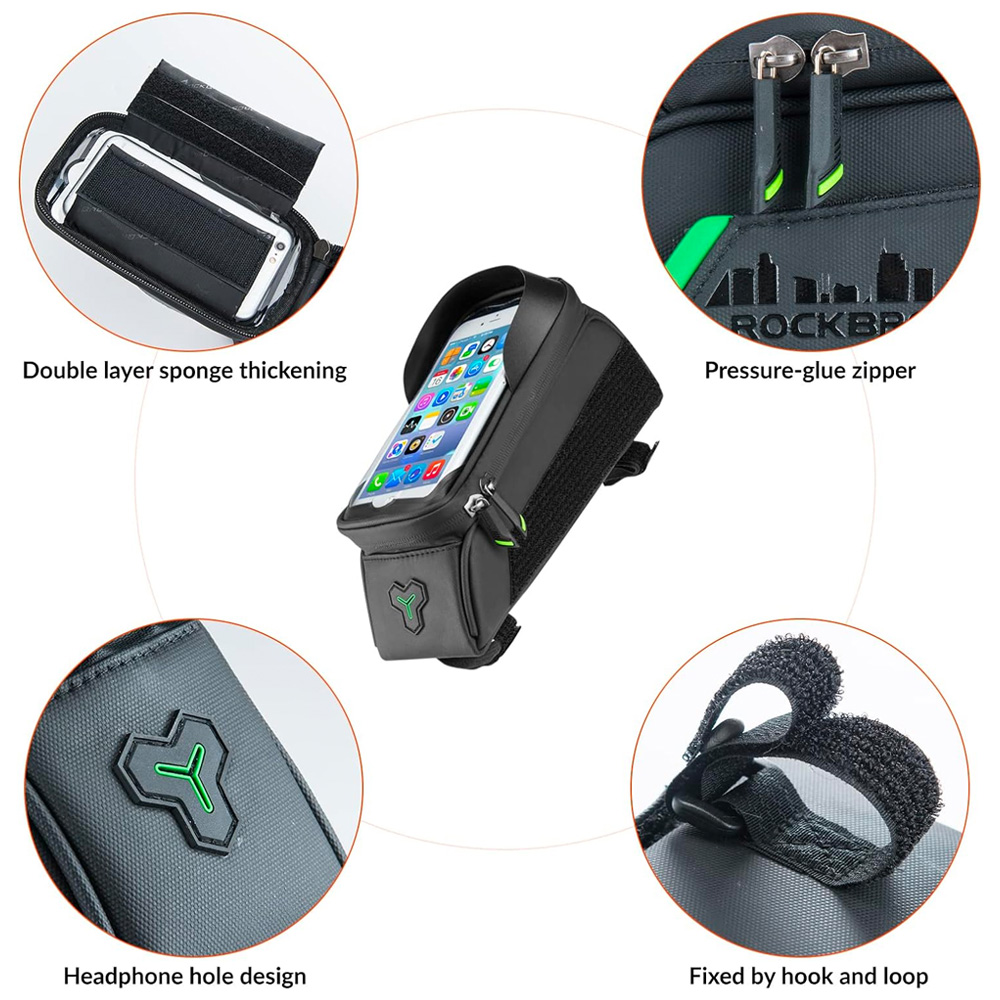 Rockbros 029-1BK bicycle bag for frame with phone cover - black