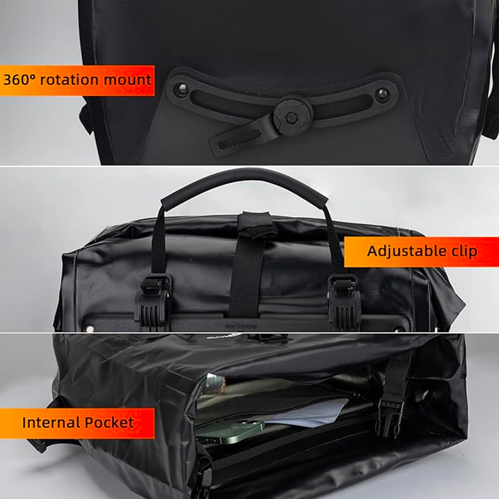 Rockbros 30140022001 waterproof bicycle bag for trunk - black