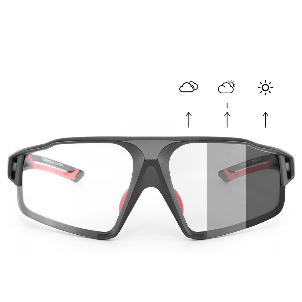 Rockbros SP216BK photochromic UV400 cycling glasses - black and red