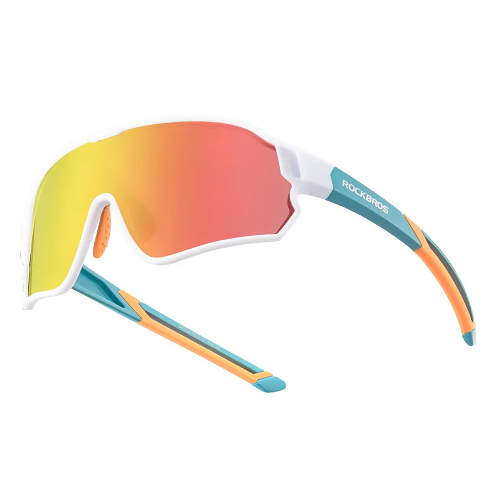 Rockbros 14110009003 polarized cycling glasses for children 8-14 years old - green and white