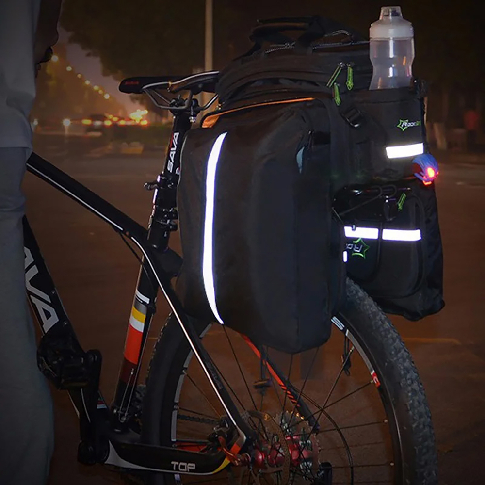 Rockbros A6-03BK bicycle bag for trunk 35 l with fold-out pockets - black