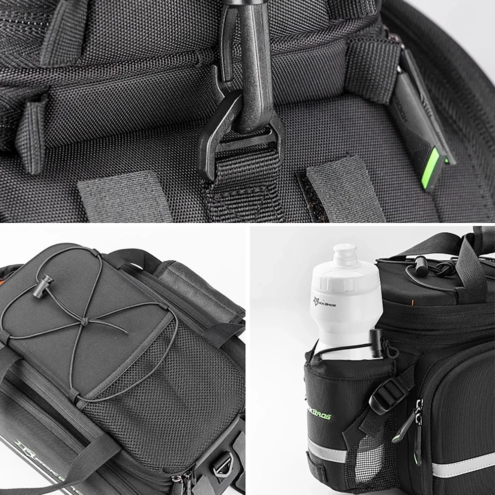 Rockbros A6-03BK bicycle bag for trunk 35 l with fold-out pockets - black
