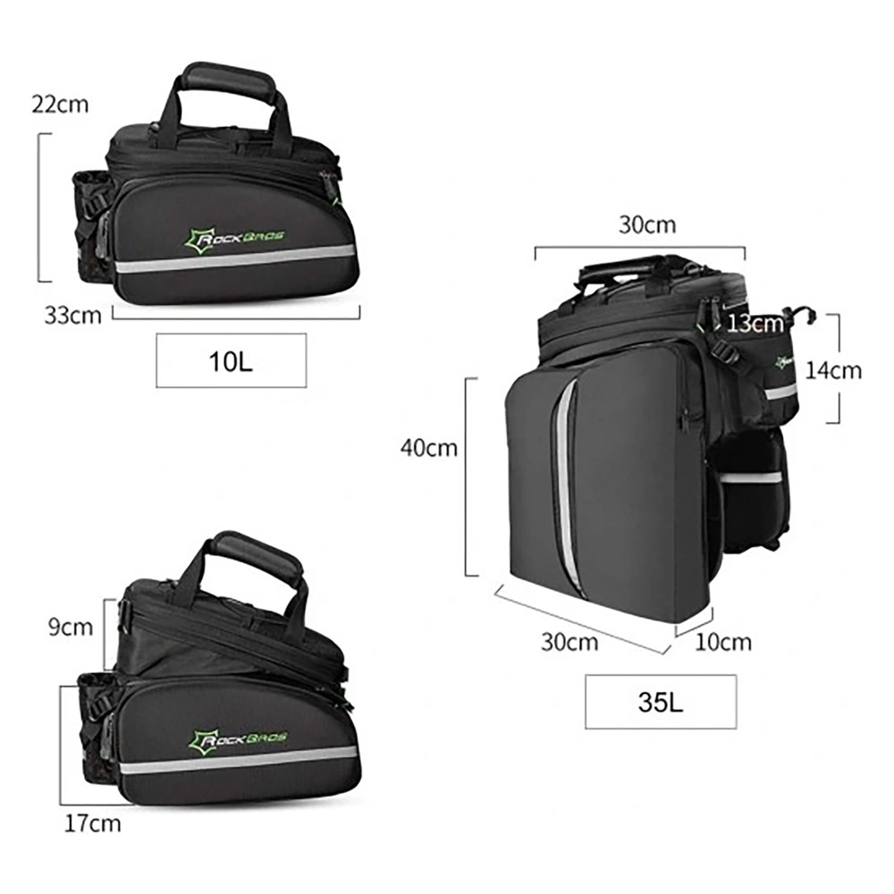 Rockbros A6-03BK bicycle bag for trunk 35 l with fold-out pockets - black
