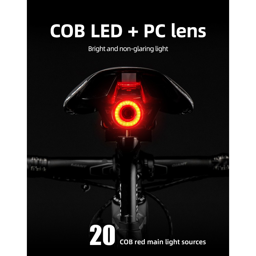 Rockbros Q5 Rear Bike Light with Intelligent Stop System - Black