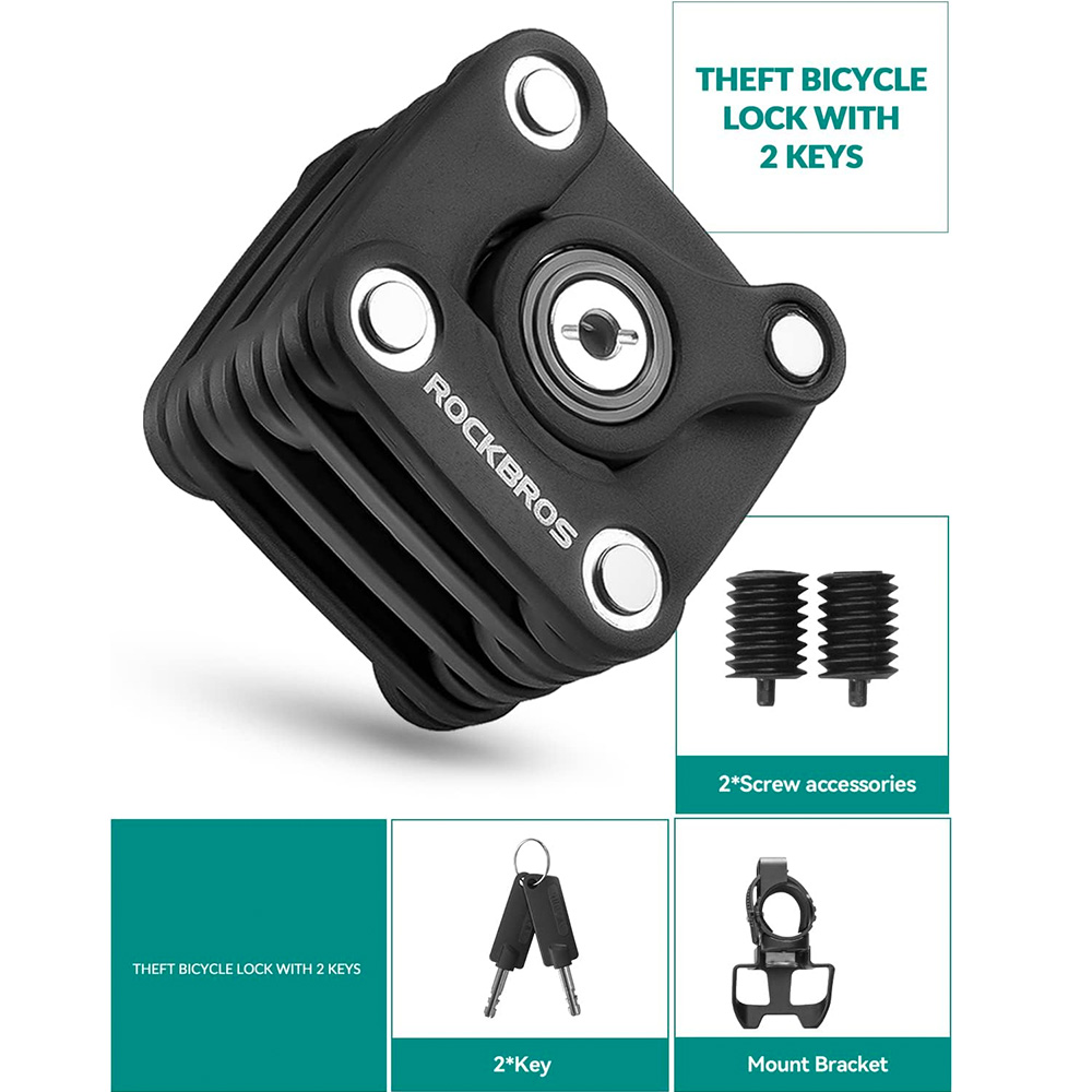 Rockbros WD795 foldable bicycle lock - black
