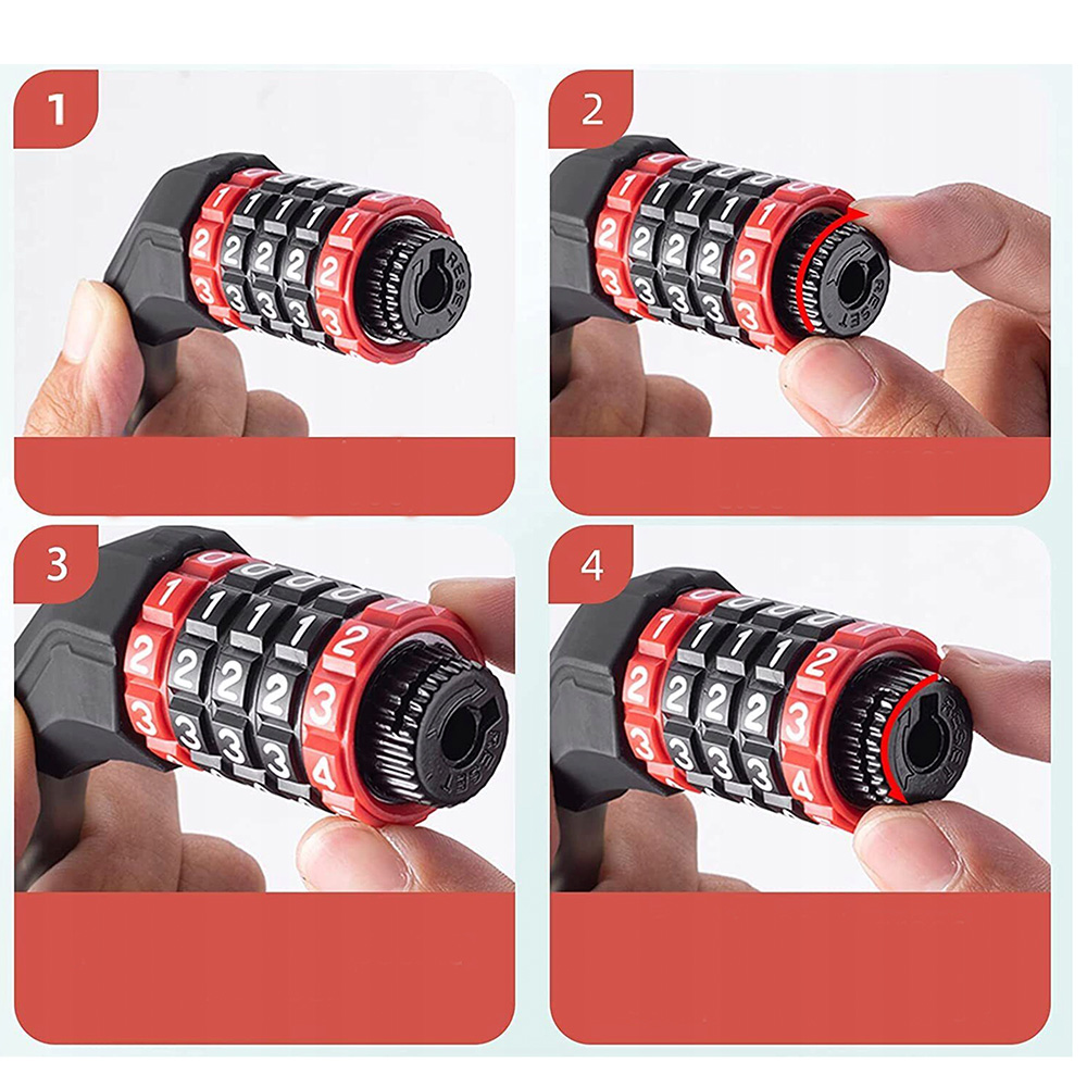 Rockbros RKS507-1BK bicycle lock with combination 1.8 m - black