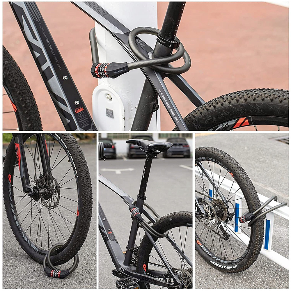 Rockbros RKS507-1BK bicycle lock with combination 1.8 m - black