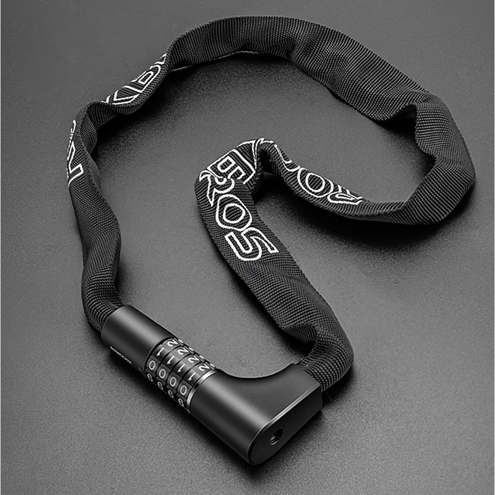 Rockbros 3230002001 bicycle lock with combination and key - black