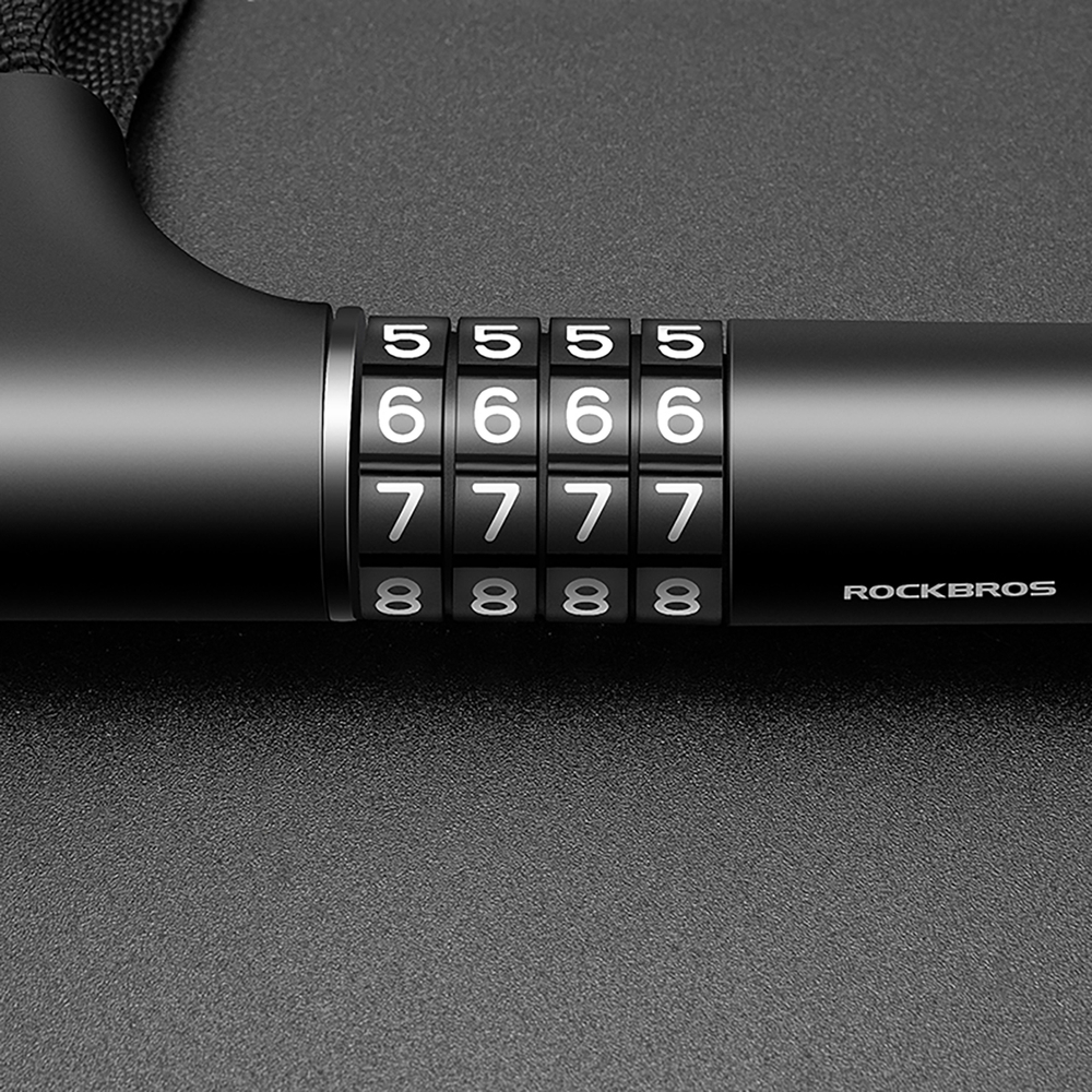 Rockbros 3230002001 bicycle lock with combination and key - black