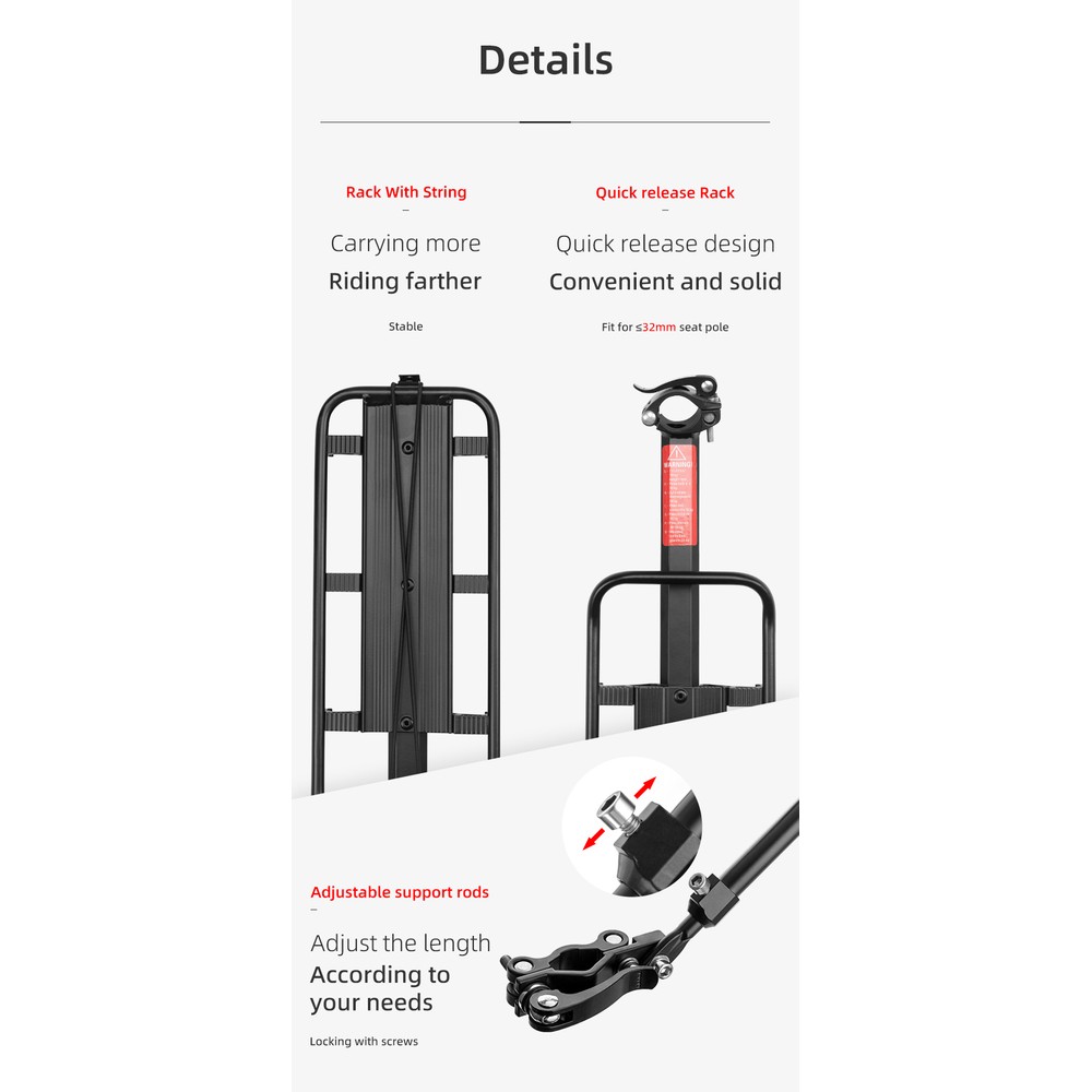 Rockbros 33210004001 bicycle rack with shelf - black