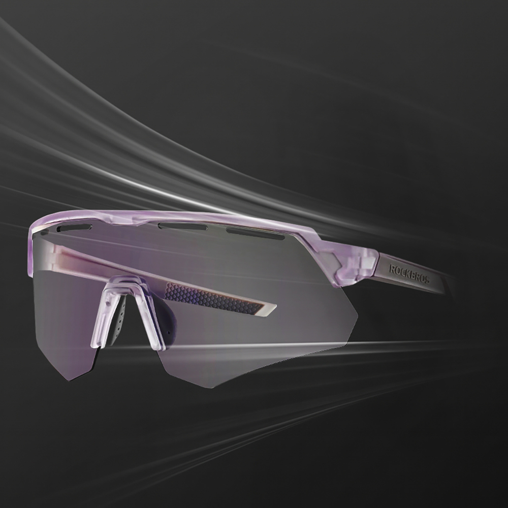 Rockbros Polarized Cycling Glasses with UV Protection and Corrective Insert - Purple