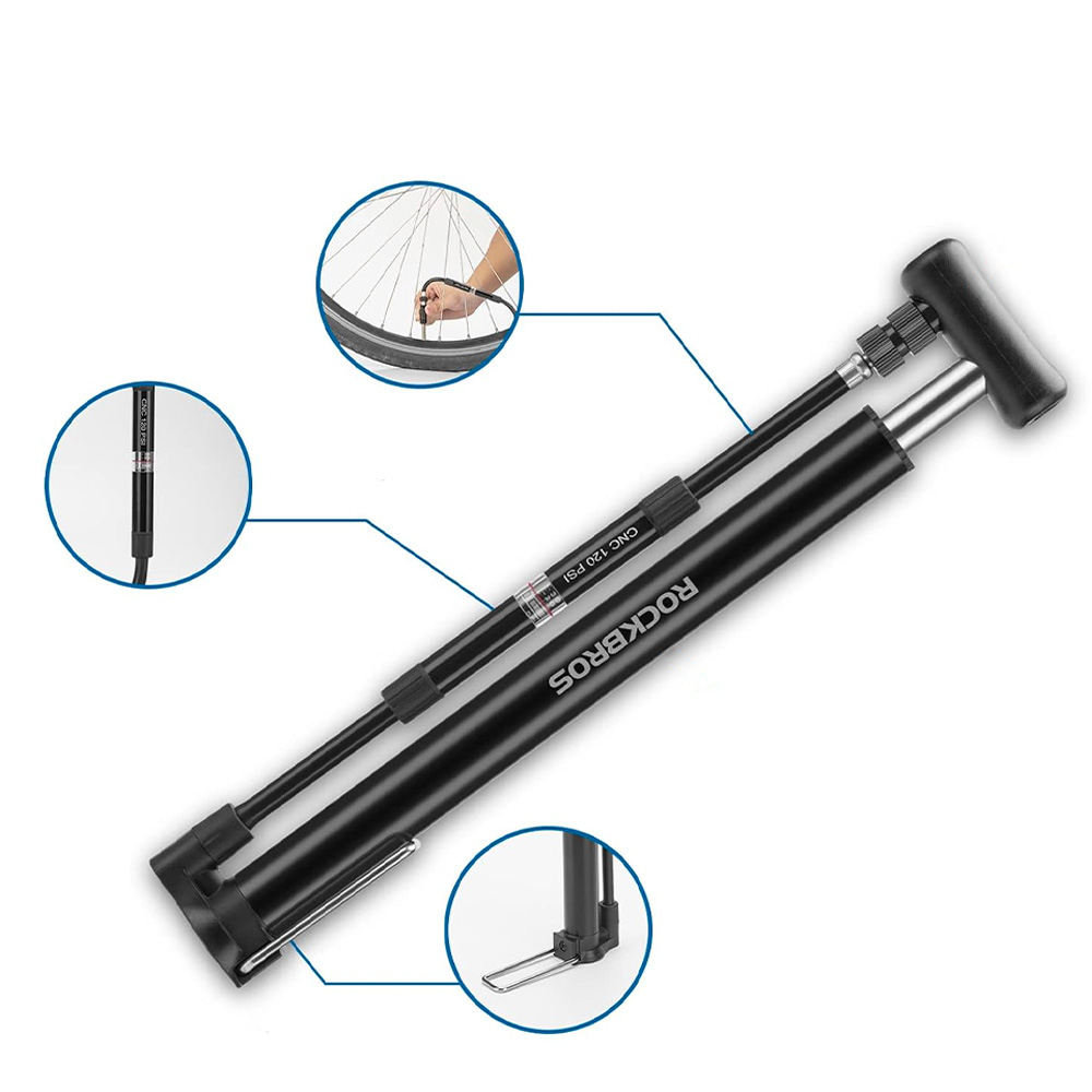 Rockbros 42322821001 floor bicycle pump - black