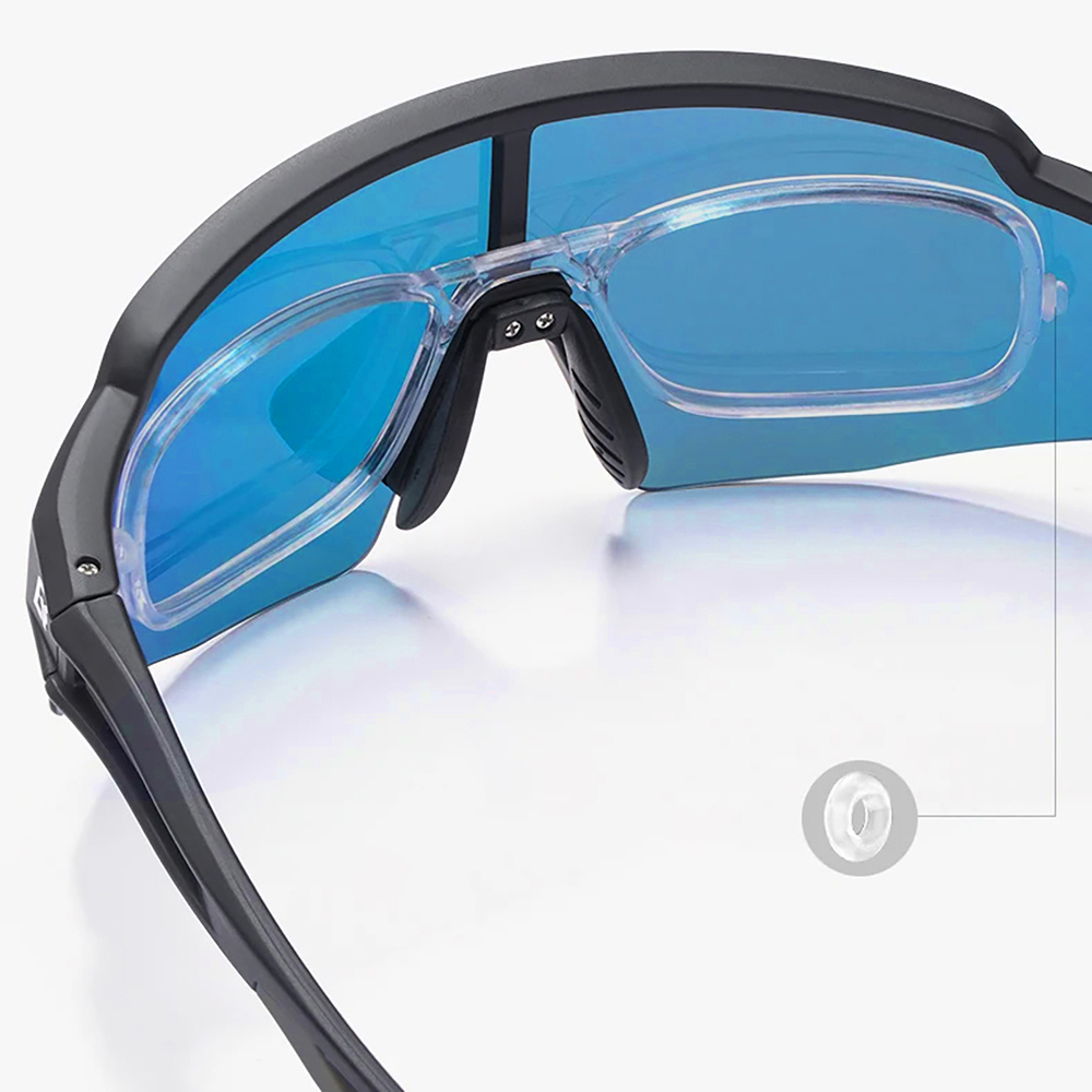 Rockbros Polarized Cycling Glasses with UV Protection and Corrective Insert Blue Lenses - Black
