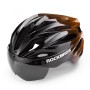 Rockbros Bike Helmet with Visor, Detachable UV Protective Goggles, Unisex - Black/Brown