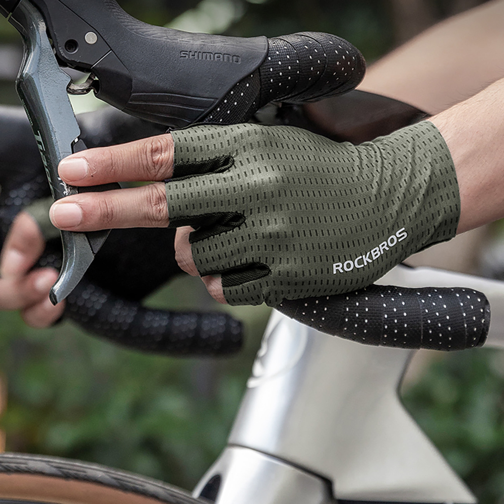 Rockbros Breathable Short Finger Cycling Gloves Size: M - Green