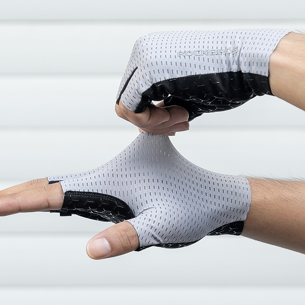 Rockbros Breathable Short Finger Cycling Gloves, Size: L - Gray