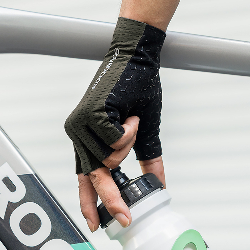 Rockbros Breathable Short Finger Cycling Gloves, Size: XXL - Gray