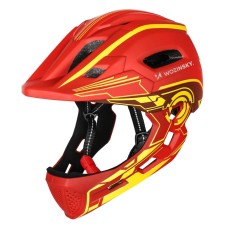 Wozinsky Kids' Full Face Bike Helmet with USB Rear Light S - Red and Yellow