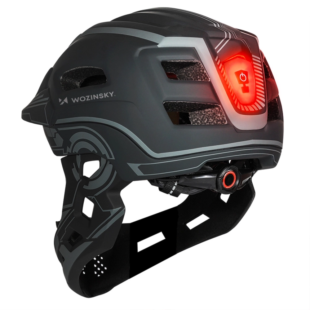 Wozinsky Kids' Full Face Bike Helmet with USB Rear Light S - Gray