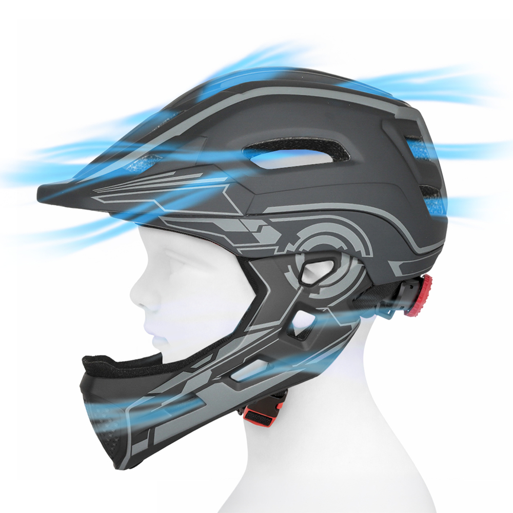 Wozinsky Kids' Full Face Bike Helmet with USB Rear Light S - Gray