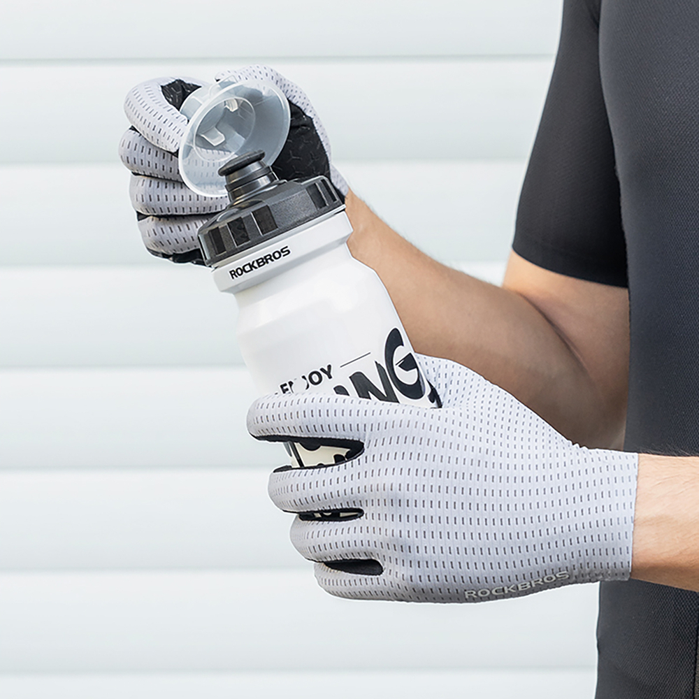 Rockbros Breathable Full Finger Cycling Gloves, Size: S - Gray
