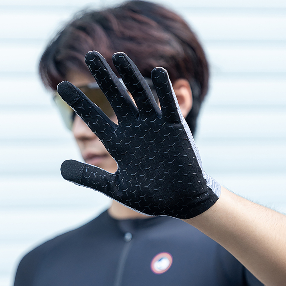 Rockbros Breathable Full Finger Cycling Gloves, Size: XXL - Gray