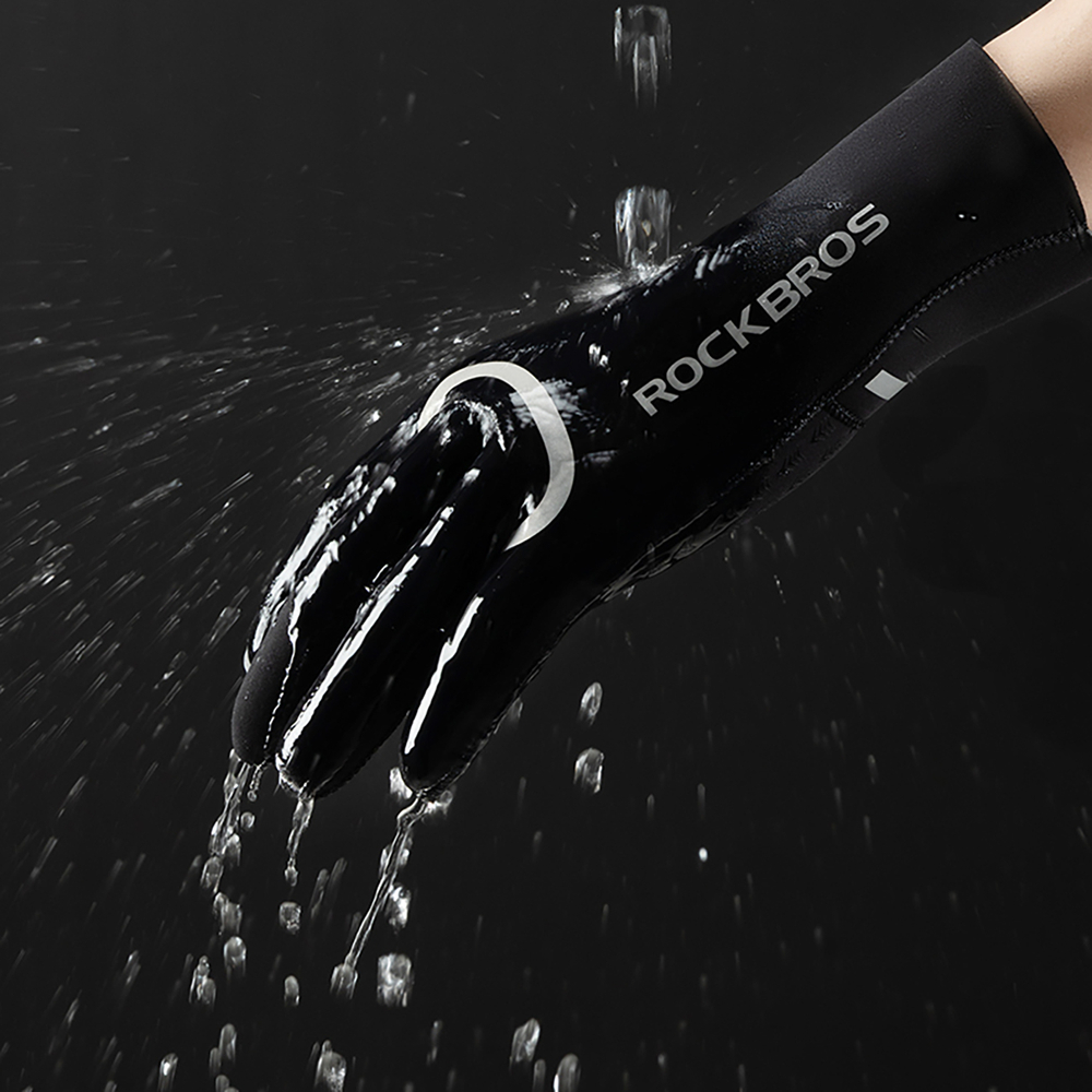Rockbros full waterproof cycling gloves, size: S/M - black