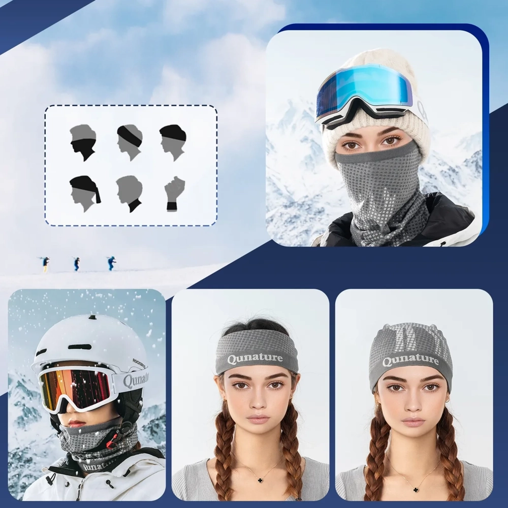 Qunature 11230014001 ski scarf, sports bandana, universal size - gray