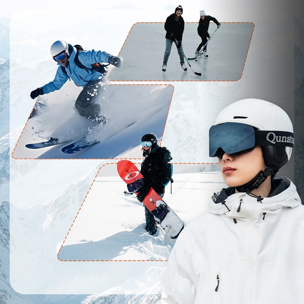 Qunature 10130003001 Ski Helmet with Earmuffs for Snowboard 58-61 cm - White