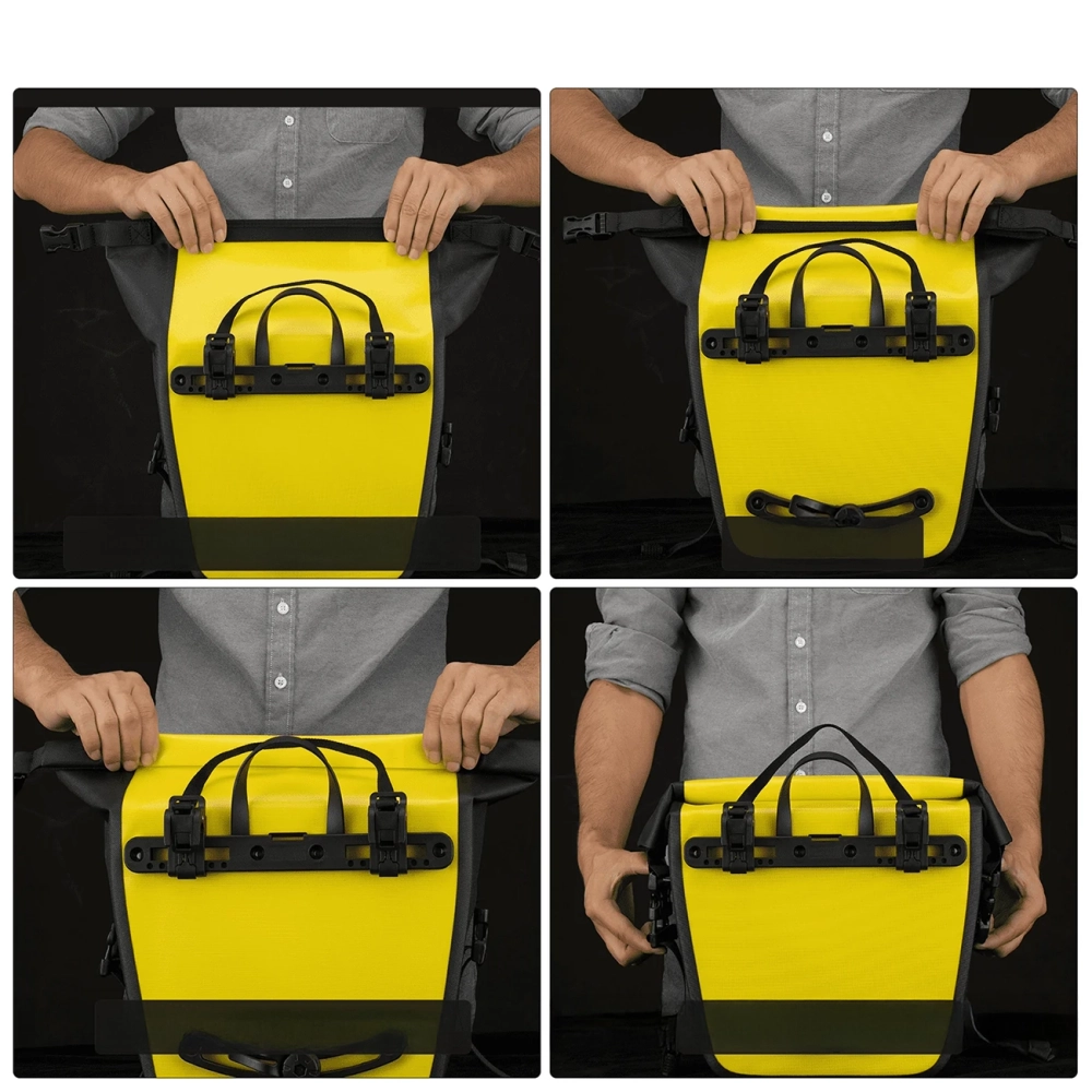 Rockbros AS-003-1Y waterproof bicycle bag with shoulder strap, front/rear mounting, 10-14l - yellow