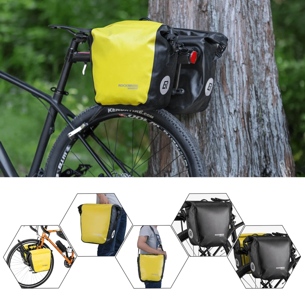 Rockbros AS-003-1Y waterproof bicycle bag with shoulder strap, front/rear mounting, 10-14l - yellow