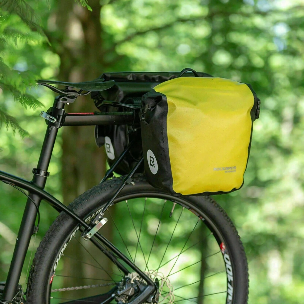 Rockbros AS-003-1Y waterproof bicycle bag with shoulder strap, front/rear mounting, 10-14l - yellow