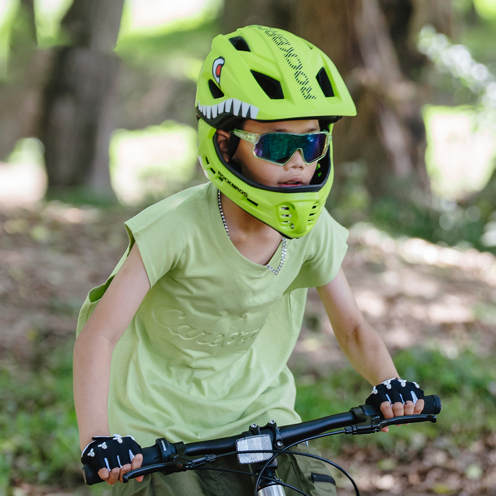 Rockbros TT-32003 Shark Children&amp;amp;#39;s Bike Helmet with Detachable Jaw Size S (48-52) - Green