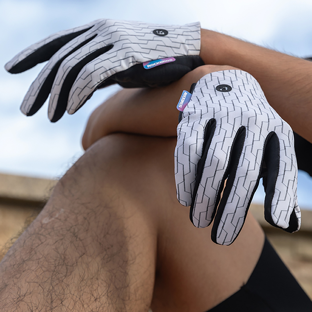 Rockbros sports gloves full spring-summer size L - white and black