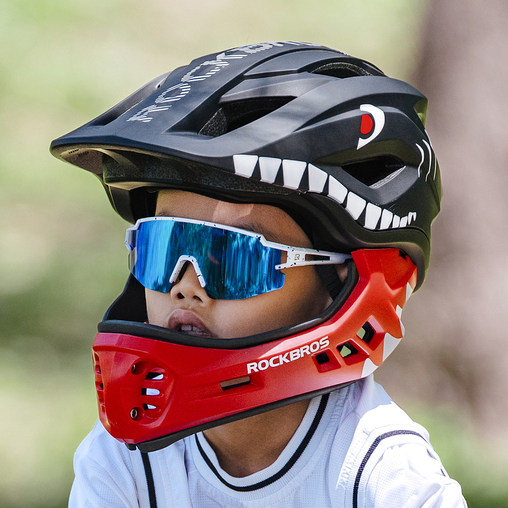 Rockbros TT-32005 Shark Children&amp;amp;#39;s Bike Helmet with Detachable Jaw Size M (54-58) - Black