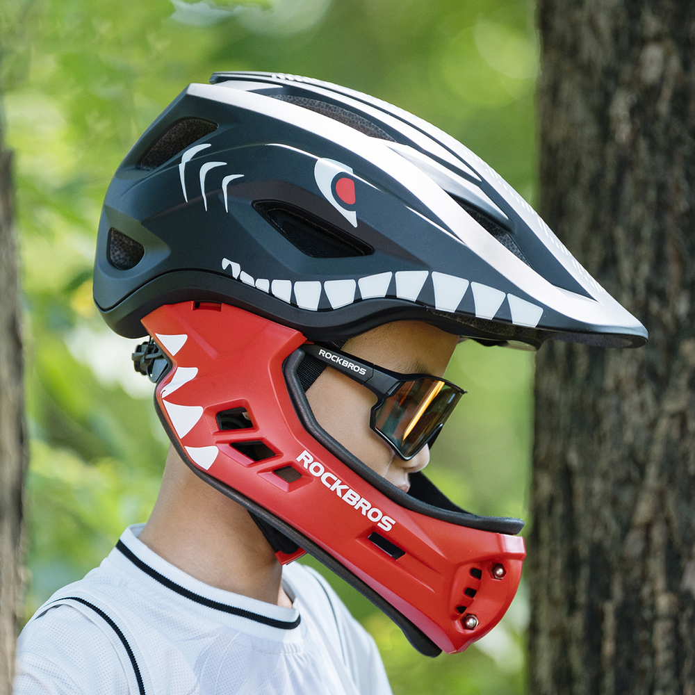Rockbros TT-32006 Shark Children&amp;amp;#39;s Bike Helmet with Detachable Jaw Size S (48-52) - Black