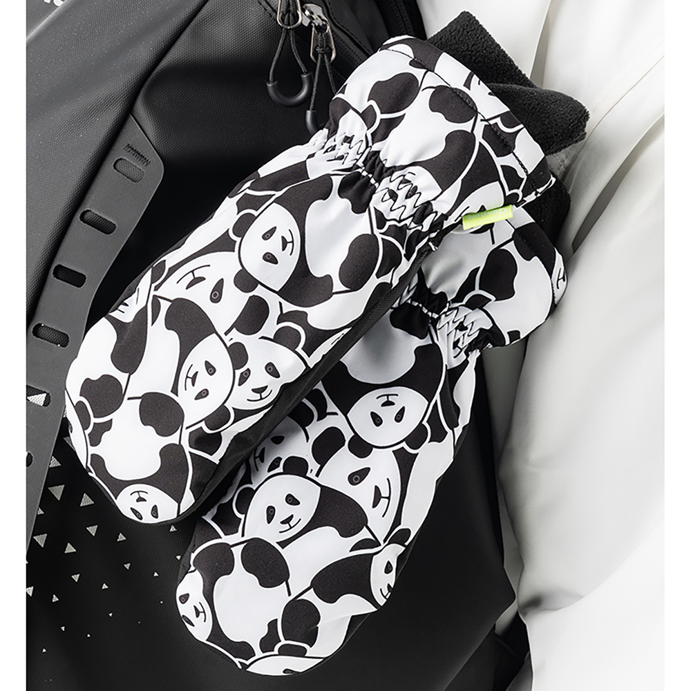 Qunature Panda Heat Transfer Ski Gloves Kids Size S - Black/White