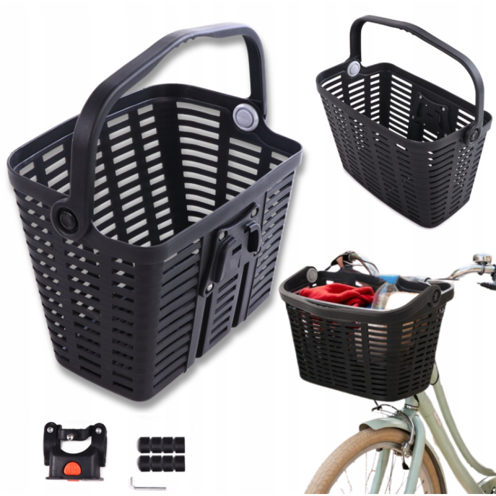 Wozinsky WKR-PK plastic handlebar bicycle basket - black