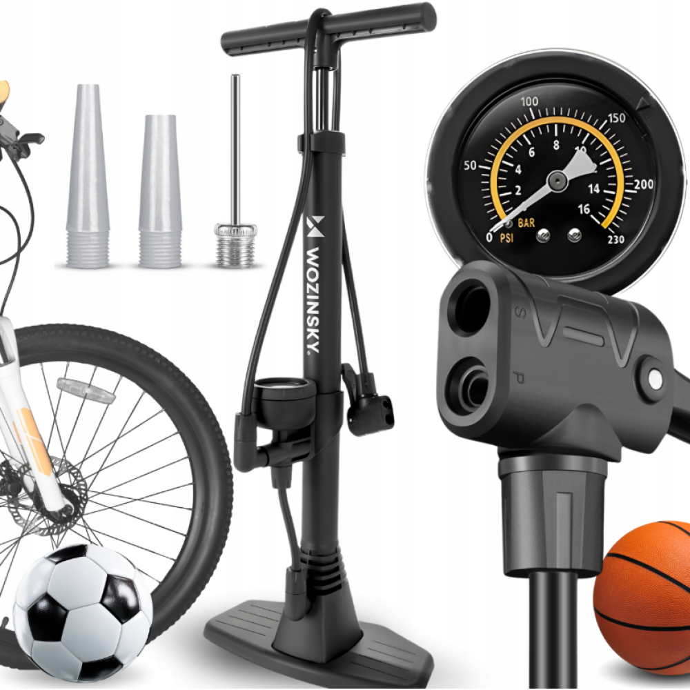 Wozinsky WPR-02 Floor Bicycle Pump - Black