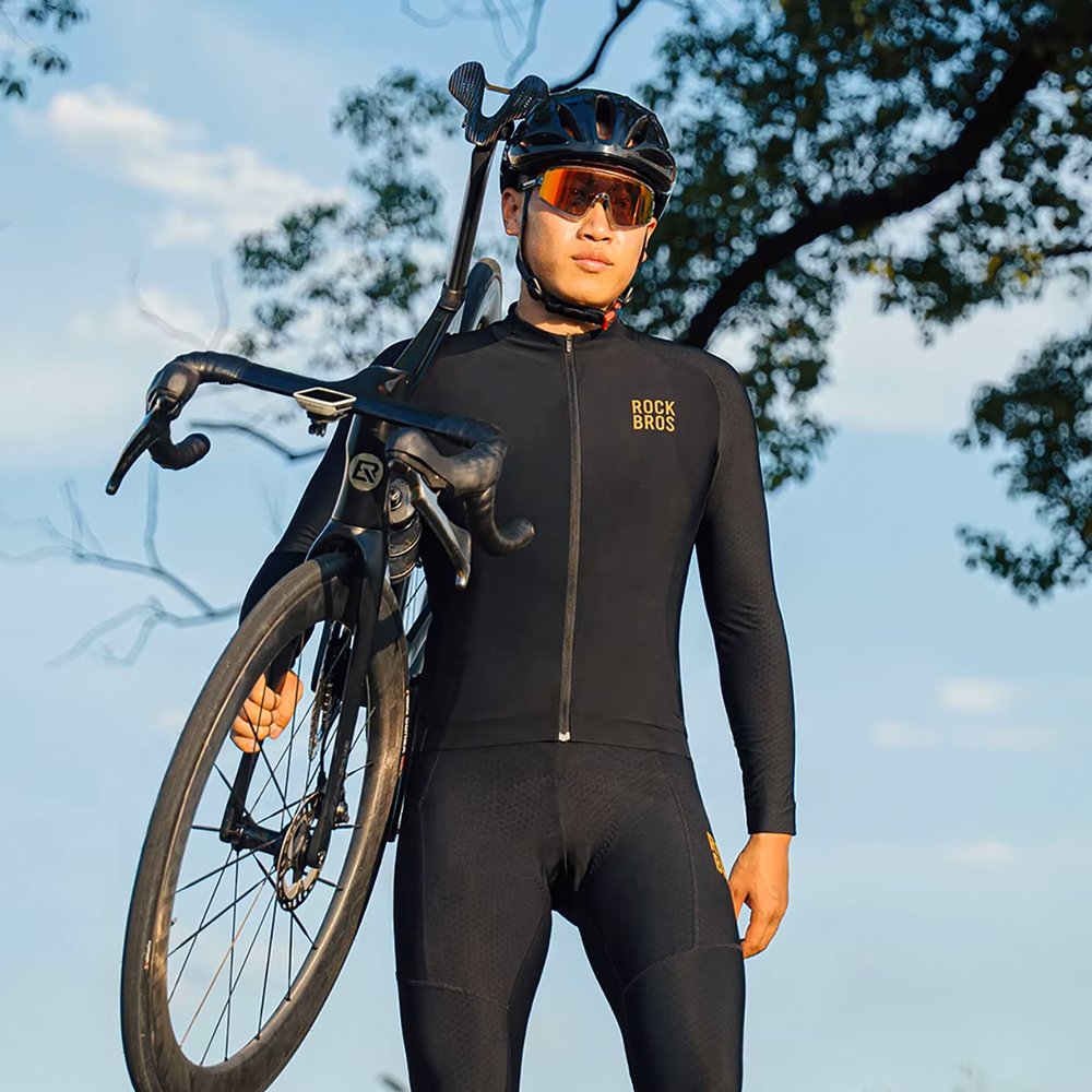 Rockbros YDWT020 Diamond Cycling Jersey Spring/Autumn/Winter Size XS - Black