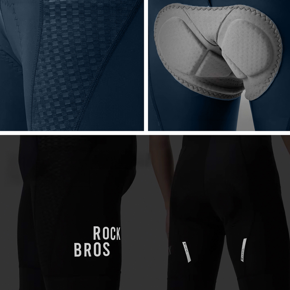 Rockbros YDDK009 Men&amp;amp;#39;s Cycling Bib Shorts with Pad Size XL - Dark Blue