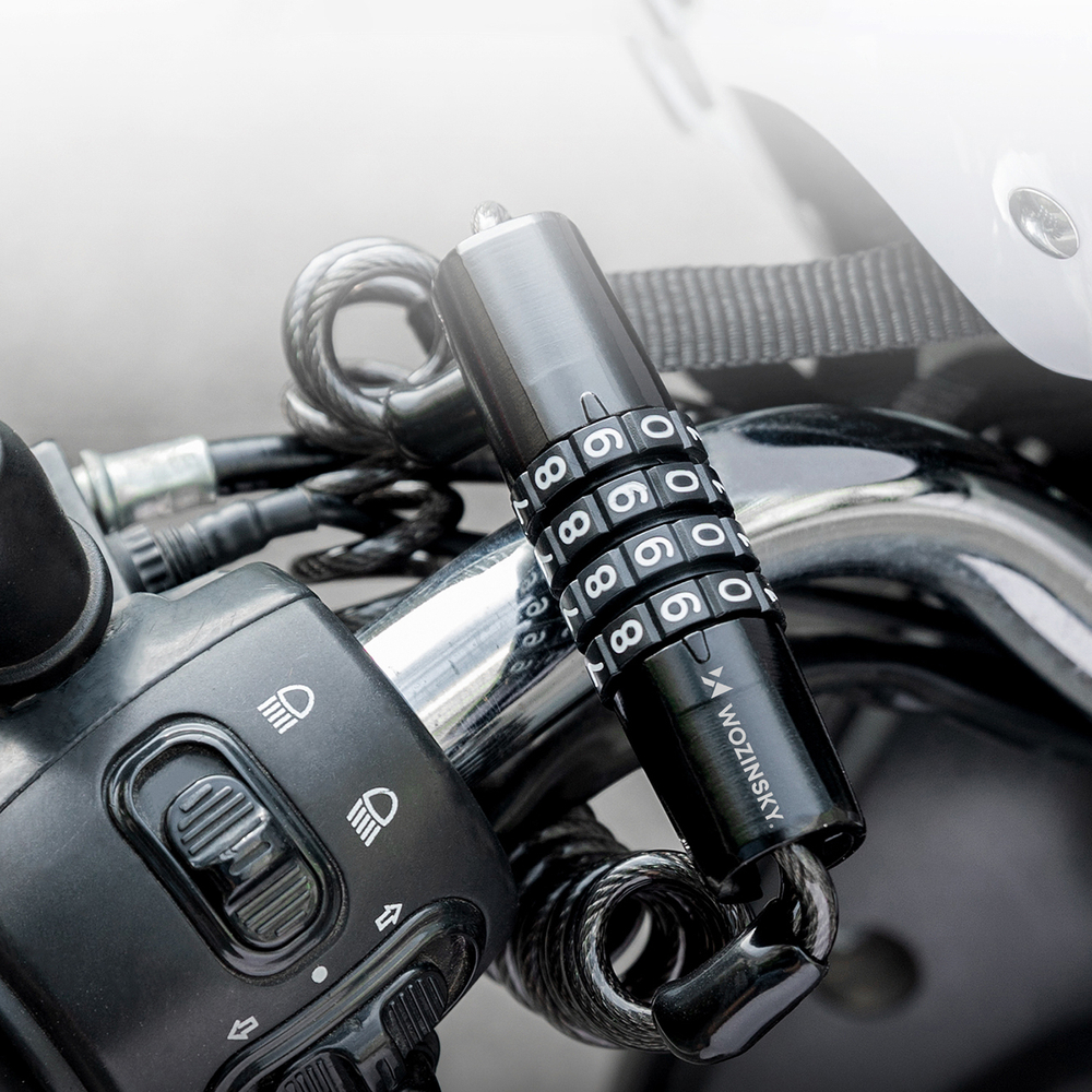 Wozinsky WBN-01R bicycle lock for a bicycle helmet, waterproof, 4-digit combination - black