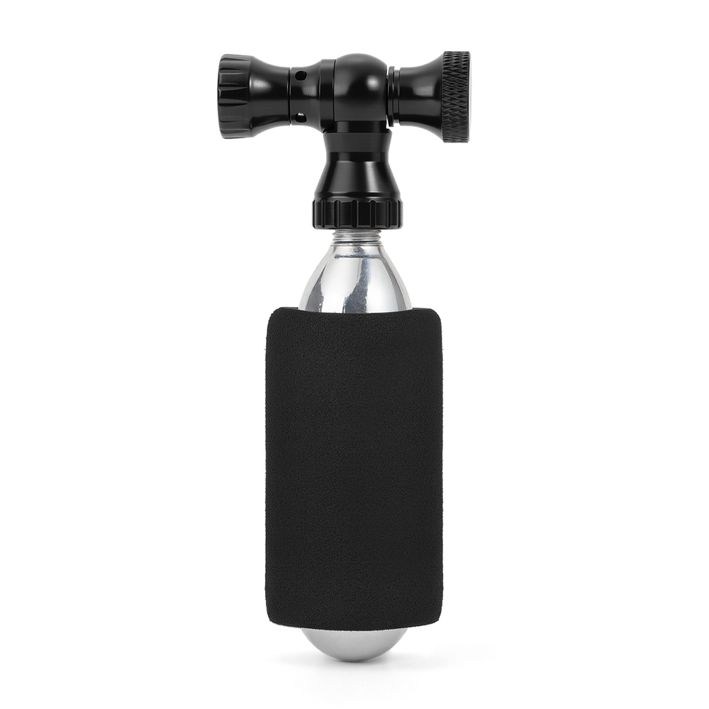 Rockbros CO₂ pump, aluminum alloy valve head, cartridge-free, Presta/Schrader compatible - black