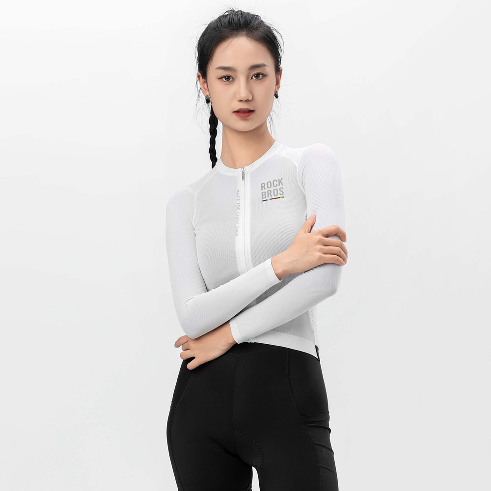 Rockbros 15110012004 ROAD TO SKY Women's Cycling Jersey, Long Sleeve, M - White